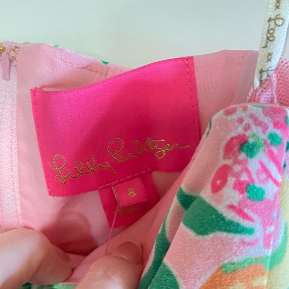 NWT KYLO Lilly Pulitzer Pink & Green Floral Romper. Giftable. NOTE/MISSING BELT - Picture 3 of 6